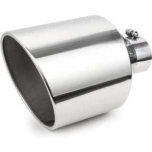 A-KARCK Exhaust Tip 4" Inlet to 10" Outlet, 15" Overall Length Polishing Bolt On Exhaust Tailpipe Tip Protect Tailpipe