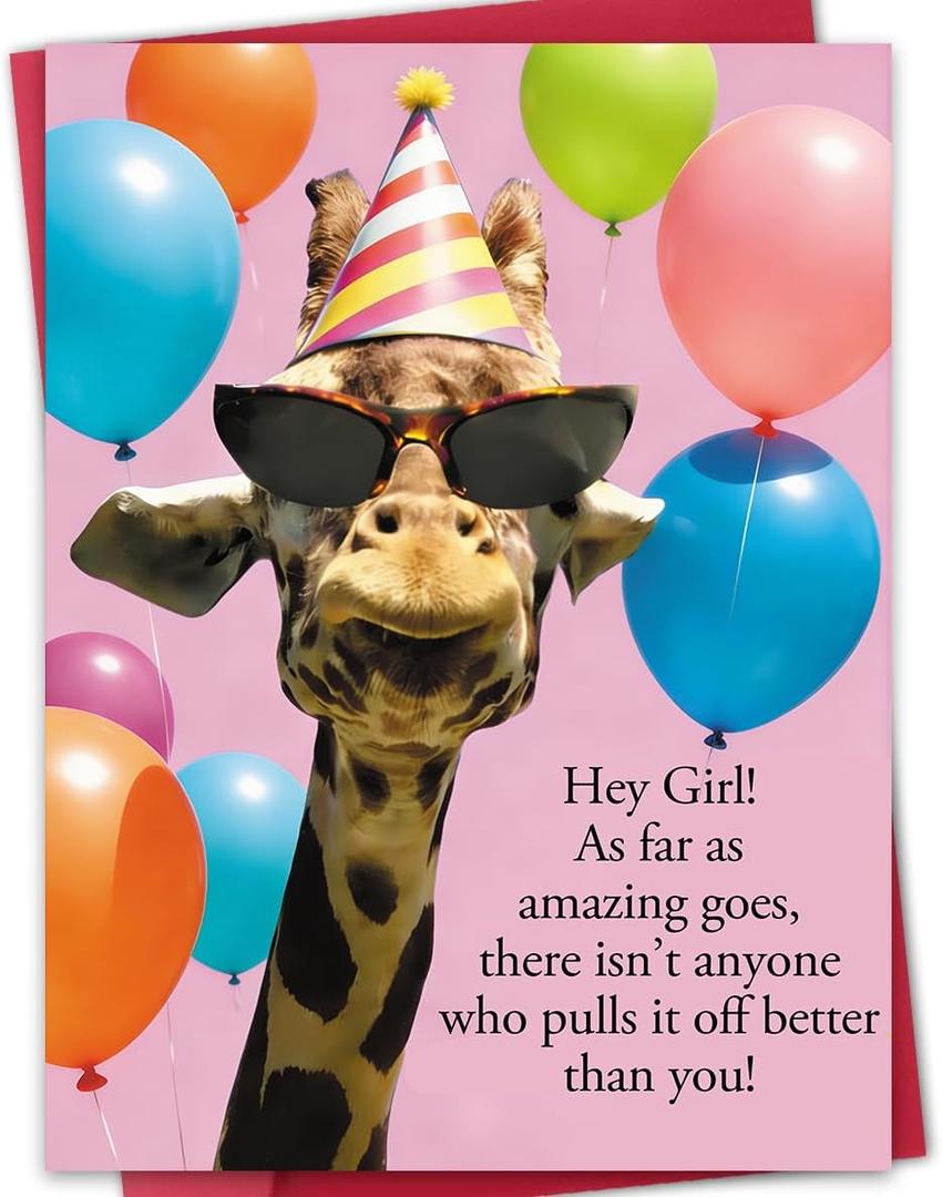 3 x Funny Birthday Card for Her, Birthday Gift for Women, with Red Envelope and Gold Seal Sticker