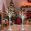 Zcdl Lighted Birch Tree Light, 4FT 5FT White Birch Tree with LED Lights, White Christmas Tree Outdoor, Warm White Prelit Tree for Indoor Home Party Wedding Holiday Outside Christmas Decorations