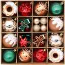 Macaron Christmas Ball Ornaments42Pcs Xmas Seasonal Cute Hanging Pendants Gift Package,Tree Party Holiday Indoor Decor
