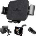 Akantra Alcantara 15W Dual Coil Qi Wireless Car Charger Mount Holder Compatible for Samsung Galaxy Z Fold7 Fold6 Fold5 Fold4 Fold3 S25 Ultra iPhone 16 Pro Max Auto Clamp Fast Car Charger