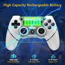 Wireless Controller Compatible with PS4/Pro/Slim, Black ps4 controller with Dual Vibration, 1000mAh Battery, 6-Axis Motion Sensor, Built-in Speaker & 3.5mm Headphone Jack, Charging Cable (White)