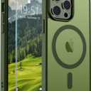 SUPFINE Magnetic for iPhone 13 Pro Case [Compatible with MagSafe] [10 FT Military Grade Drop Protection] Slim Translucent Matte Shockproof with Anti-Fingerprint Phone Case, Matte Cangling Green