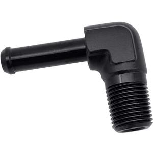 Aluminum 90 Degree 1/2 NPT Male to 3/8"(9.5mm) Hose Barb Push On Fitting Adapter, Black