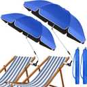 2 Pack 48.6" Ruffle Edge Chair Umbrella with Clamp, Blue | 360° Adjustable Beach Chair Umbrella, UPF50+ Sun Protection, Portable Bag