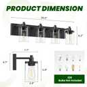 Bathroom Vanity Light, 4 Light Matte Black Light Fixture with Clear Glass Shade, 29 in Modern＆Farmhous Vanity Lights, Bathroom Light Fixtures Over Mirror for Bathrooms, Livingroom