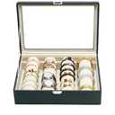 Bracelets Organizer Rods Bangles Display Holder, Clear See through Lid Leather Velvet Jewelry Storage Box Case for Women, 4 Rods Black Leather