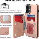 GUERNICA for iPhone 16 Wallet Case with RFID Blocking Card Holder for Women Men, Kickstand Shockproof Phone Case for iPhone 16(6.1"),Rose Gold