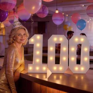 Marquee Numbers 100th Birthday Decorations: Large 2FT Light up Number Big Sign for Women Men 100 Years Old Birthday Party Decor Anniversary Fiesta Mosaic Balloon