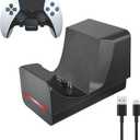 REEYEAR PS5 Controller Charger Dock 3.3FT Cord Wall Mount with LED Indicator,Easy Access Adhesive Side Charging PS5 DualSense Edge Controllers on Wall Desk Console Mounting,Black (1 Pack)