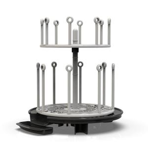 The First Years Spin Stack Bottle Drying Rack - Black - 2-Tier Rotating Countertop Drying Rack for Up to 16 Bottles - Baby Essentials for Everyday Use