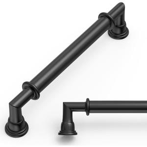 Amerdeco 10 Pack Matte Black Cabinet Pulls 5 Inch(128mm) Hole Center Heavy Duty Solid Kitchen Cabinet Handles Drawer Pulls