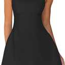 OWIN Womens Summer Casual Boat Neck Sleeveless Elegant Flared A Line Swing Club Cocktail Party Short Mini Dress