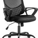 Desk Computer Chair with Wheels Ergonomic Home Office Chair with Lumbar Support and Fixed Armrests, Mid Back Mesh Chair Rolling Swivel ChairBlack