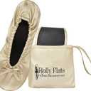 Women's Foldable Flats  Portable Ballet Slippers Shoes for Travel, Wedding  Fits in Purse (Large, Champagne Gold)