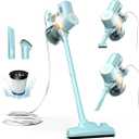 Roomie Tec Corded Stick Vacuum Cleaner - 450W, Lightweight 2 in 1 Handheld with Powerful Suction, Bagless HEPA Filter, Large Dust Capacity, 20ft Cable - Ideal for Floors, Dorm Room, & Home Cleaning (Cyan)