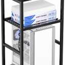 3 Tier Metal Printer Stand Shelf, Black Side Table for Printer, Fax Marchine