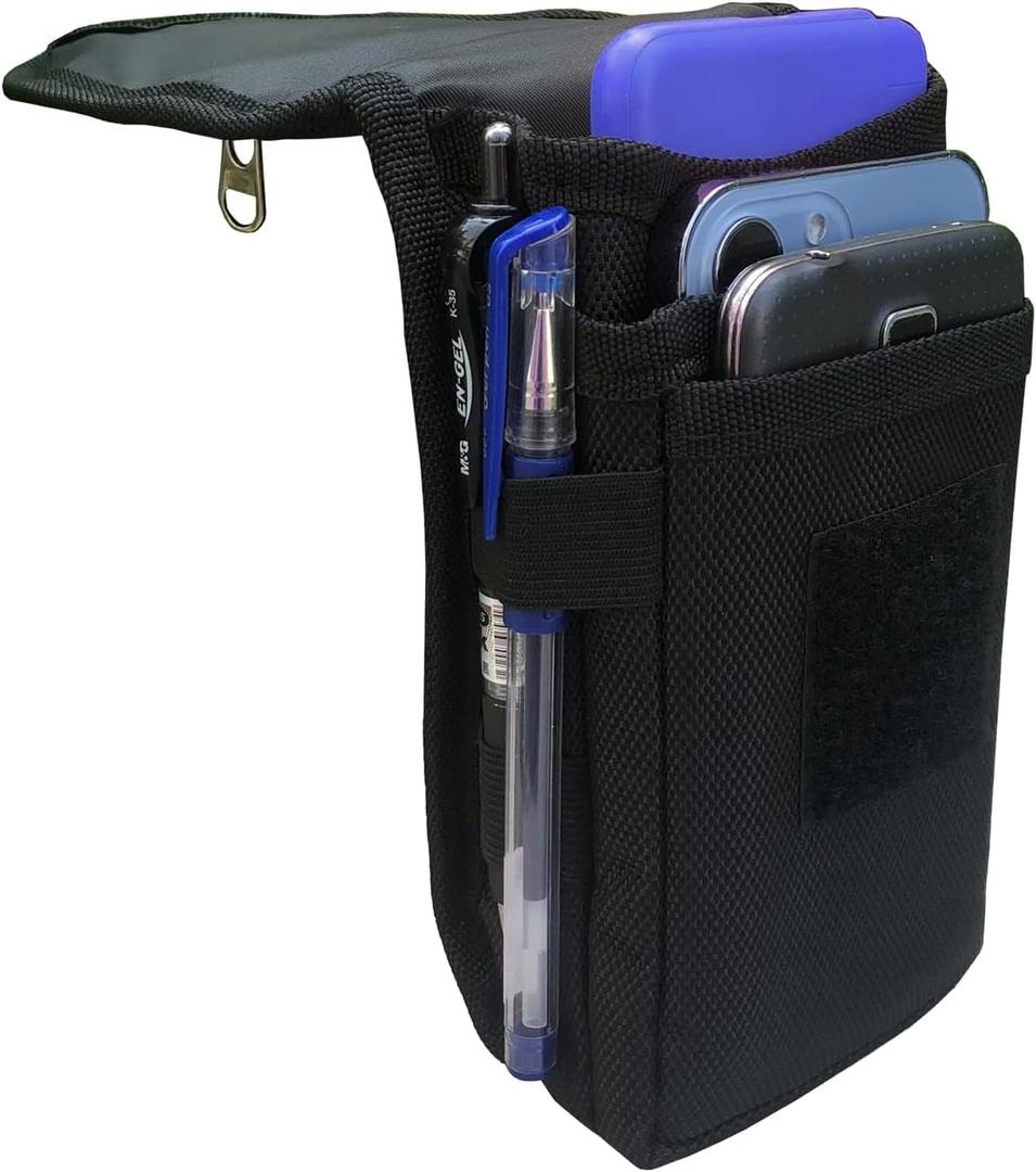 Dual Phone Case for Two Phones, Maezar Belt Clip Pouch Holder for Men, Tactical Cell Phone Holster with Belt Loop, Multi Tool Phone Case, Waist Pocket for Working, Outdoor Living or Hiking-Black
