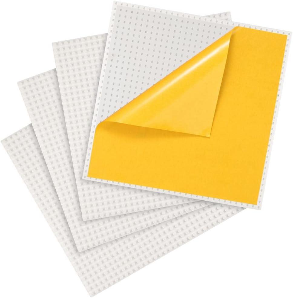 MIMAX Peel-and-Stick Baseplates - Self Adhesive Building Brick Plates - Compatible with All Major Brands - 4 Pack - 10 inch x 10 inch (White)