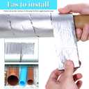 2" Wide X 32.8 Ft Outdoor Pipe Insulation Wrap - Foam and Foil Self-Adhesive Tape for Winter Freeze Protection, Insulating Cold and Hot Water Pipes to Reduce Heat Loss (2)