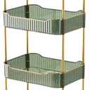 4-Tier Acrylic Rolling Storage Cart, Rolling Utility Cart, Kitchen Cart with Wheels for Bathroom,Living Room, Kithcen, Office Storage and Organization (14''X10''X37'')(Green)