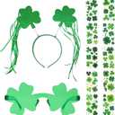 3 x 12Pcs St Patricks Day Headband Costume Accessories Set - Felt Clover Boppers Headband Shamrock Sunglasses Temporary Tattoos Irish Costume Accessories Irish Party Cosplay Favors
