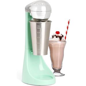 Nostalgia Two-Speed Electric Milkshake Maker and Drink Mixer, Includes 16-Ounce Stainless Steel Mixing Cup & Rod, Jade Green