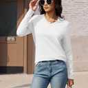 MAGCOMSEN Women's V Neck Sweater 2025 Spring Casual Long Sleeve Tops Knit Lightweight Pullover Sweaters Jumper (White)