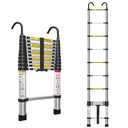 ZenAscend 7ft Telescoping Ladder, Multi-Purpose Collapsible Ladder with Hook, Aluminum Extension Ladders for Home, Folding Telescoping Ladder for RV, Attic, Daily Use at Home, 330 lbs