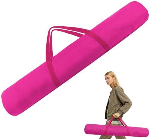 YCQDDA 34-Inch Mahjong Mat Bag, Heavy-Duty Canvas Carrying Bag with Center Dual Handles & Smooth Zipper, Fits Mahjong Mat, Racks & Tiles, All-in-One Travel Storage Bag (Pink)