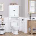 Spirich Over The Toilet Storage Cabinet, Bathroom Above Toilet Storage Cabinet with Doors and Adjustable Shelves, White, 27.3" X 7.87" X 65.12"