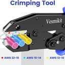 Wire Stripper and Crimping Tool,AWG 24-10 Automatic Stripper Tool with AWG 22-10 Ratchet Wire Crimper For Heat Shrink Connectors and Insulated Terminals, 3 in 1 Stripping/Cutting/Crimping