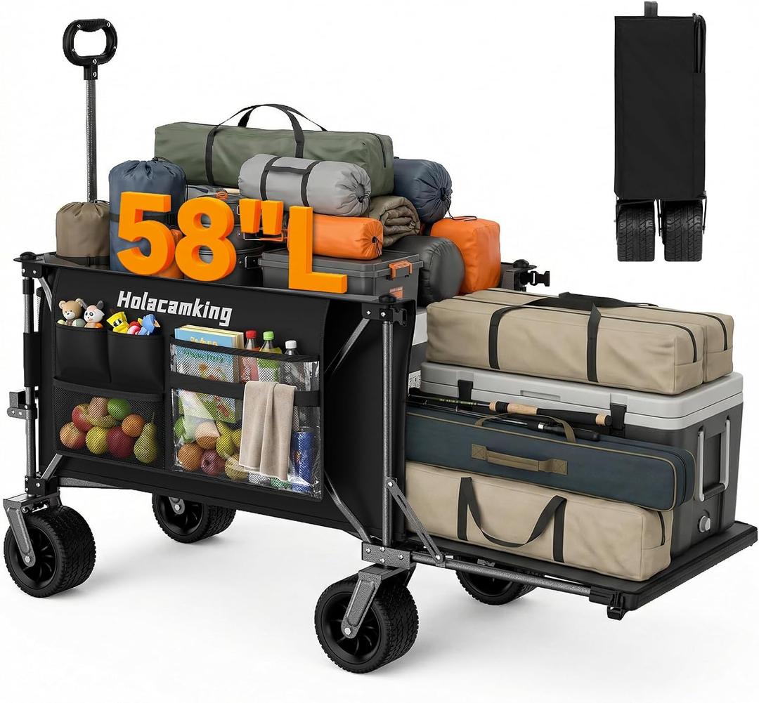 58" L Extender Collapsible Wagon, Extra Long with Tailgate