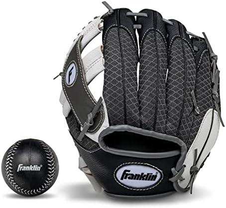 Franklin Sports Kids Baseball Glove + Foam Ball Sets - Meshtek Youth Teeball Gloves for Kids + Toddlers - Left + Right Hand Throw - 9.5" Inch