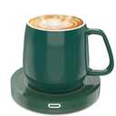 BESTINNKITS Smart Coffee Cup Warmer Set, Auto On/Off Gravity-Induction Mug Office Desk Use, Candle Wax Cup Warmer Heating Plate (Up to 131F/55C), Green Mug Warmer Set