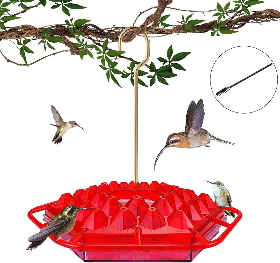 Hummingbird Feeders for Outdoors,Hanging Ant and Bee Proof,30 Feeding Ports Shirem Hummingbird Feeder,Built-in Ant Moat,Easy to Fill and Clean,14 Ounces (1 Pack)