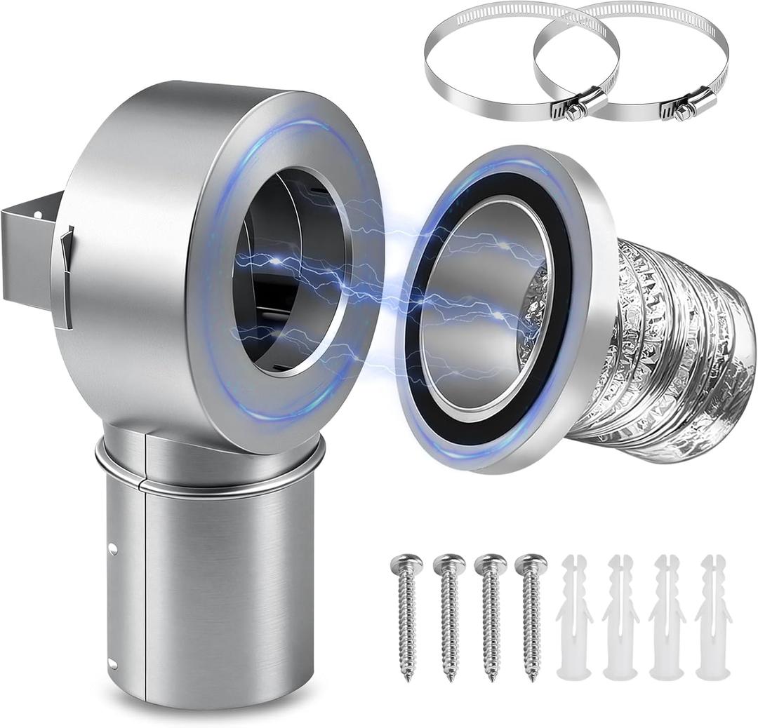 90Magnetic Dryer Vent Coupling-Quick Connection and Disconnection Strong Magnet Self-Alignment Design Quick-Installation Dryer Magnetic Vent Connector Dryer Vent Connector KitSilver