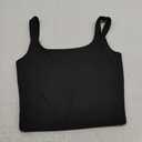 Artfish Women's Sleeveless Strappy Tank Square Neck Double Layer Workout Fitness Casual Basic Crop Tops (Black)