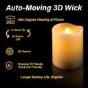HoogaLife Flameless Candles 1200 Hours Flame Effect (D 3" x H 7") Ivory Auto-Moving 3D Wick, LED Pillar Candles Real Wax with Timer Battery Operated and Remote to Buy Separately