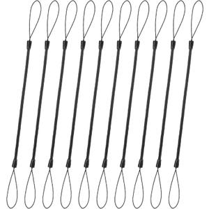 10 Pcs Pen Leash,Pen Lanyard with Silicone Ring,Elastic Lanyard for Stylus Pens,Retractable Spring Coil Strap,Anti-Lost Stylus Tether for Touchscreen Tablets,Office,Bank,School Use(Black)