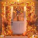 2 Pack Thanksgiving Decorations Maple Leaf Pumpkin Lights, Total 20Ft 40 LED Battery Operated 3D Pumpkin Fall Leaves Garland String Lights for Home Mantel Table Porch Door Indoor Outdoor Fall Decor