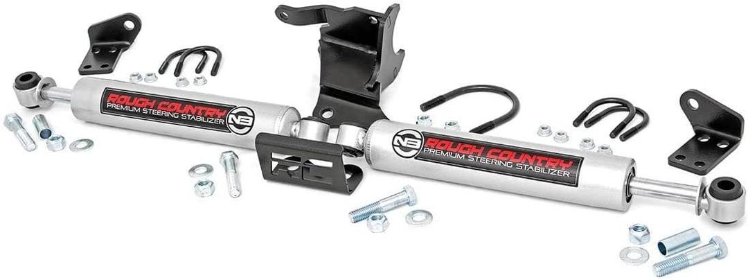 Rough Country N3 Dual Steering Stabilizer for Jeep Wrangler JL & Gladiator JT (2018-2025) with 2.5-8" Lift - Enhanced Control & Reduced Vibration, Easy Install