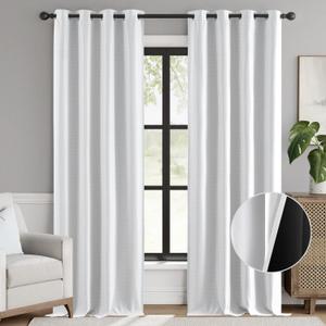 jinchan Blackout Curtain 96 Inch Length, Faux Linen Curtain for Living Room, Thermal Insulated Room Darkening Grommet Top Window Drape, 1 Panel Curtain for Bedroom Dove Grey (Blackout Stone White)