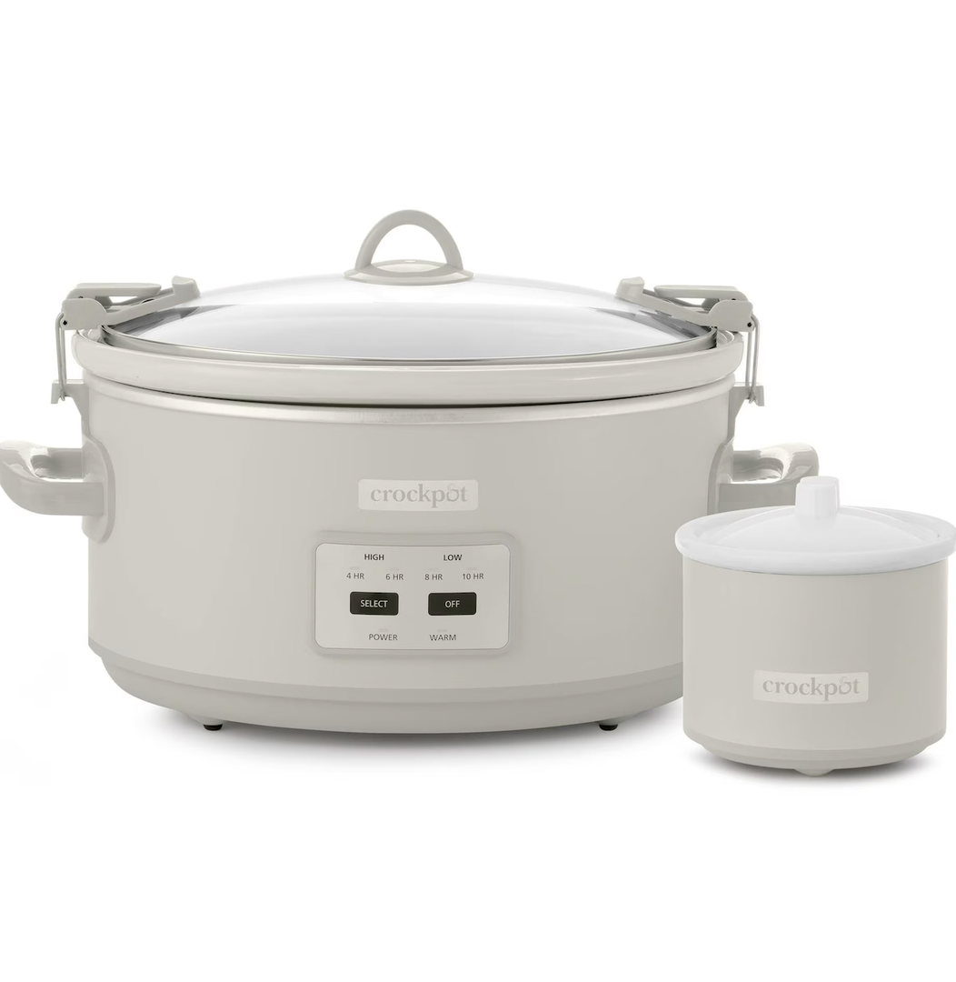 Crock-Pot Designer Series 7qt Slow Cooker with Bonus Little Dipper Mushroom: 4 Settings, Stoneware, Stainless Steel, Keep Warm