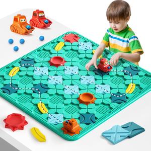 Logical Road Builder Games, STEM Family Board Game, Large Educational Smart Brain Teasers Puzzles Toys, Preschool Learning Early Montessori Birthday Gifts for Kids Boys Girls Age 4-8 Year Old (Green)
