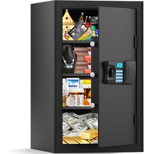 5.0 Cubic Large Home Safe Fireproof Waterproof, Digital Security Fireproof Safe Box with Combination Lock, Alarm Systerm and Removable Shelf, Fire Safes for Home Document Money Valuables
