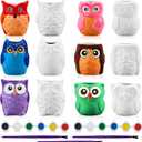 Tanlade 12 Set Paint Your Own Ceramic Planters Mini Owl Ceramic to Paint Succulent Pots 2.5 Inch Bisque Ceramics Unpainted with Drainage Hole Ready to Color Classroom Craft Project Activity
