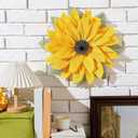 Peryiter 16.54 Inch Sunflower Wreath for Front Door Outside Sunflower Wall Hanging Decor Artificial Burlap Wreath for Rustic Garland Bee Festival Welcome Sign Decoration