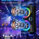 Large Party Bluetooth Speaker, 260W Peak Powerful Loud Sound with Deep Bass, 15Hr Playtime, Fast Charge, RGB Cool Light Show, TWS, Portable for Outdoor Beach, Camping, Backyard, Work, Home (Blue)