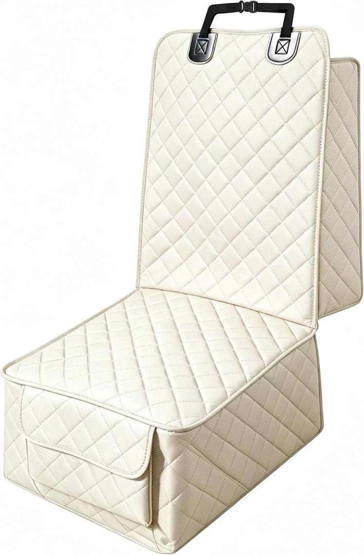 BFXM Front Seat Cover, Full Protection Dog Car Seat Cover with Side Flaps, Waterproof Non-Slip Scratch-Resistant Captain Car Seat Covers, Seat Covers for SUVs, Cars, Trucks (Beige)